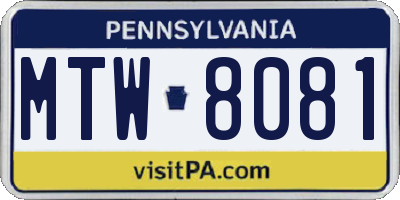 PA license plate MTW8081