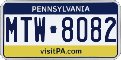 PA license plate MTW8082