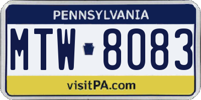 PA license plate MTW8083
