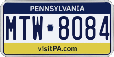 PA license plate MTW8084