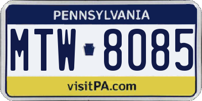 PA license plate MTW8085