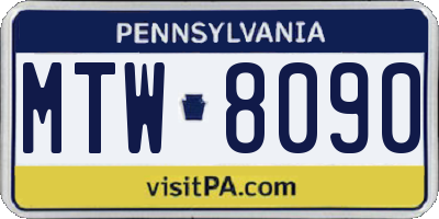 PA license plate MTW8090