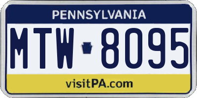 PA license plate MTW8095