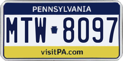 PA license plate MTW8097