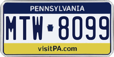 PA license plate MTW8099