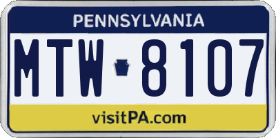 PA license plate MTW8107