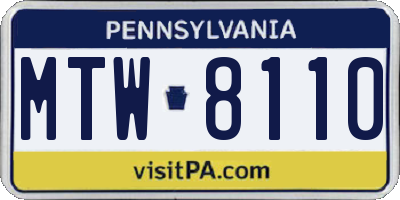 PA license plate MTW8110