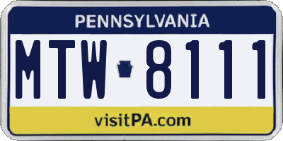 PA license plate MTW8111