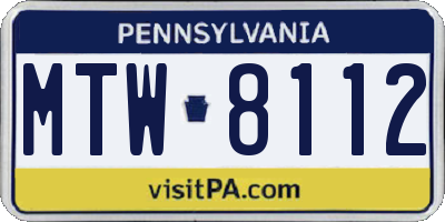 PA license plate MTW8112