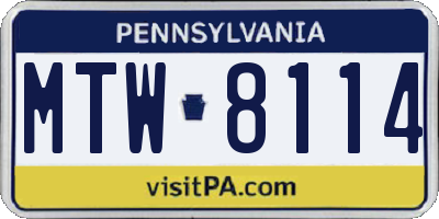 PA license plate MTW8114