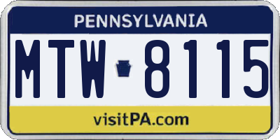 PA license plate MTW8115