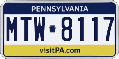 PA license plate MTW8117