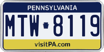 PA license plate MTW8119