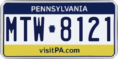 PA license plate MTW8121