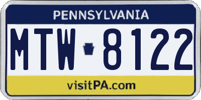 PA license plate MTW8122