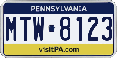 PA license plate MTW8123