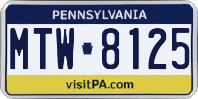 PA license plate MTW8125