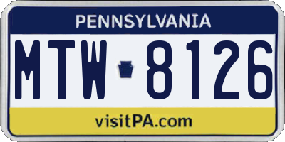 PA license plate MTW8126
