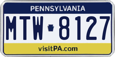PA license plate MTW8127