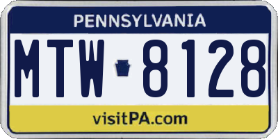 PA license plate MTW8128