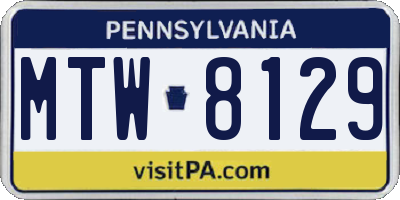 PA license plate MTW8129