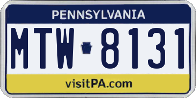 PA license plate MTW8131