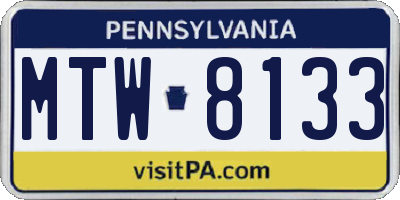 PA license plate MTW8133