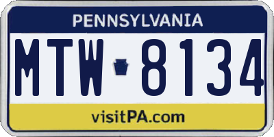 PA license plate MTW8134