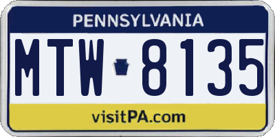 PA license plate MTW8135