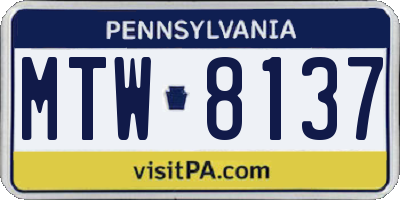 PA license plate MTW8137