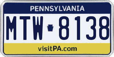 PA license plate MTW8138