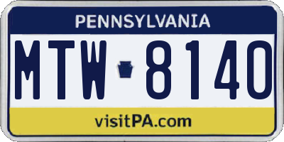 PA license plate MTW8140