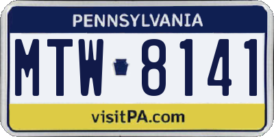 PA license plate MTW8141