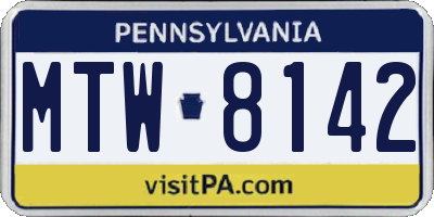 PA license plate MTW8142