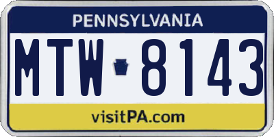 PA license plate MTW8143