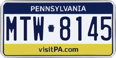 PA license plate MTW8145