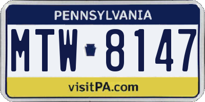 PA license plate MTW8147