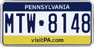 PA license plate MTW8148