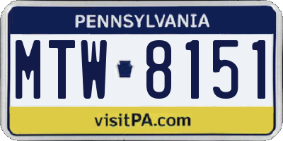 PA license plate MTW8151