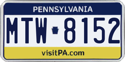 PA license plate MTW8152