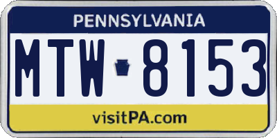 PA license plate MTW8153