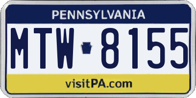 PA license plate MTW8155