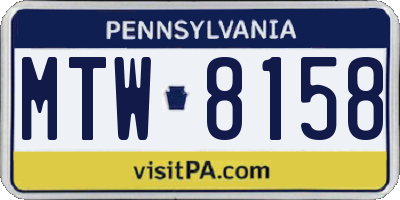 PA license plate MTW8158