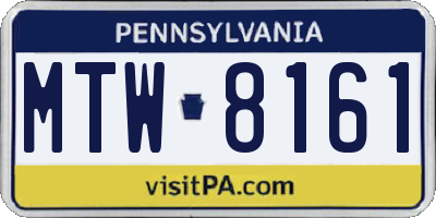 PA license plate MTW8161