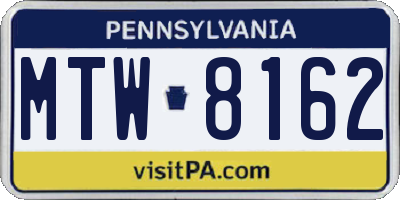 PA license plate MTW8162