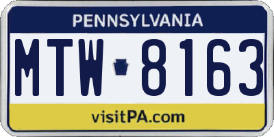 PA license plate MTW8163
