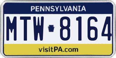 PA license plate MTW8164