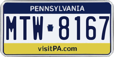 PA license plate MTW8167