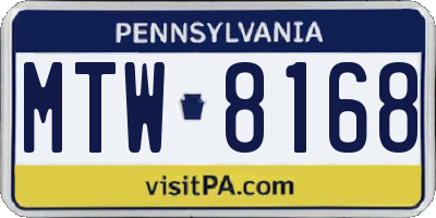 PA license plate MTW8168
