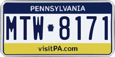 PA license plate MTW8171